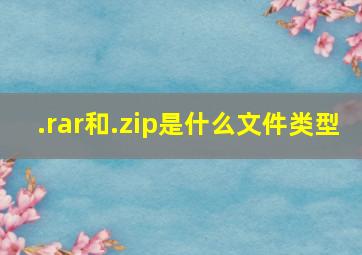 .rar和.zip是什么文件类型