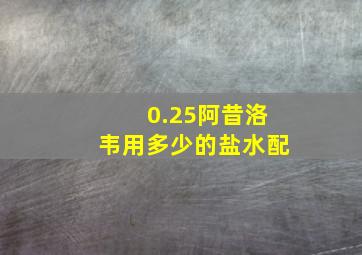 0.25阿昔洛韦用多少的盐水配