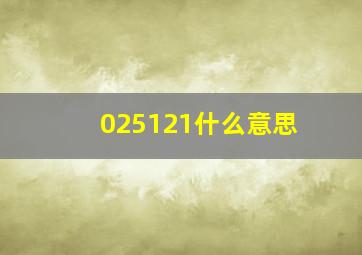 025121什么意思