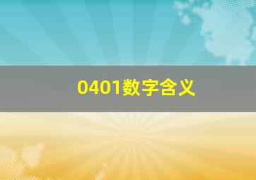 0401数字含义