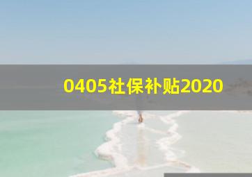 0405社保补贴2020