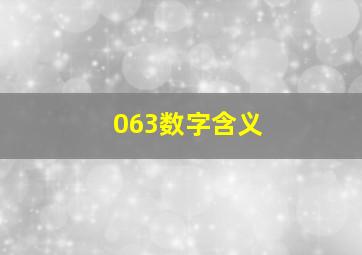 063数字含义