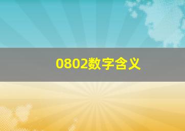 0802数字含义