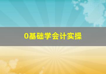 0基础学会计实操