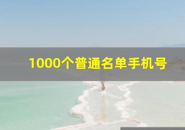 1000个普通名单手机号