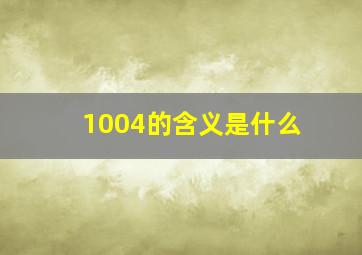 1004的含义是什么