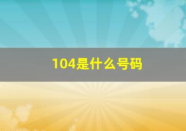 104是什么号码