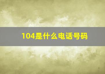 104是什么电话号码