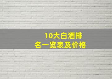 10大白酒排名一览表及价格