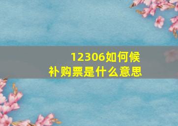 12306如何候补购票是什么意思