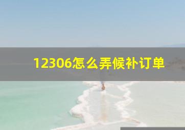 12306怎么弄候补订单