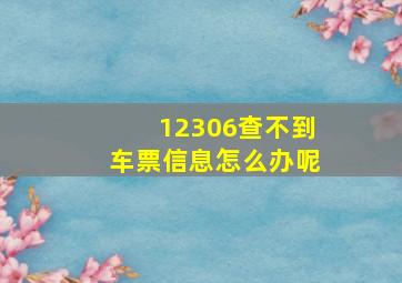 12306查不到车票信息怎么办呢