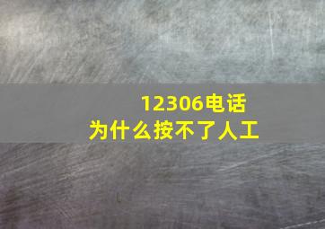 12306电话为什么按不了人工