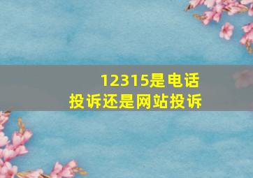 12315是电话投诉还是网站投诉