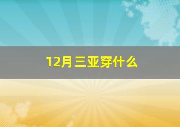 12月三亚穿什么