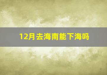 12月去海南能下海吗