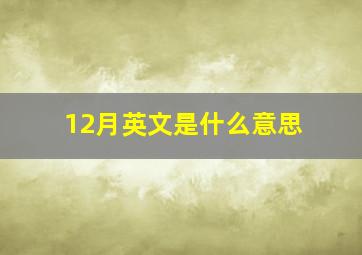 12月英文是什么意思