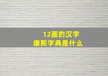 12画的汉字康熙字典是什么