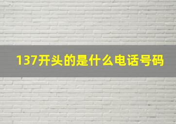 137开头的是什么电话号码