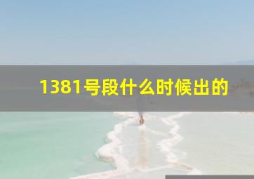 1381号段什么时候出的