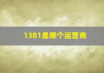 1381是哪个运营商