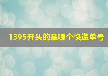 1395开头的是哪个快递单号