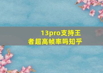 13pro支持王者超高帧率吗知乎