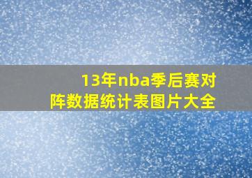 13年nba季后赛对阵数据统计表图片大全