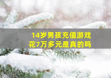 14岁男孩充值游戏花7万多元是真的吗