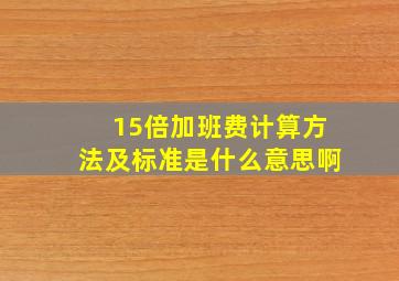 15倍加班费计算方法及标准是什么意思啊