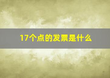 17个点的发票是什么