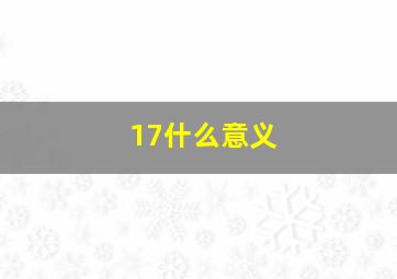 17什么意义