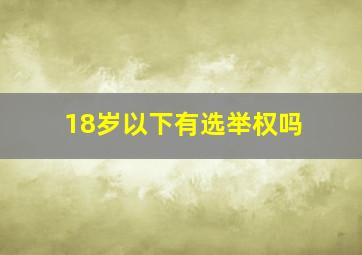 18岁以下有选举权吗