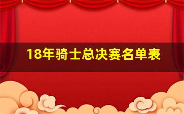 18年骑士总决赛名单表