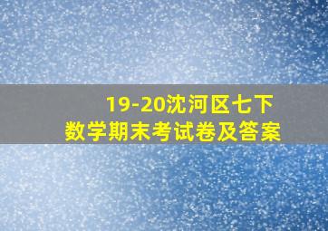 19-20沈河区七下数学期末考试卷及答案