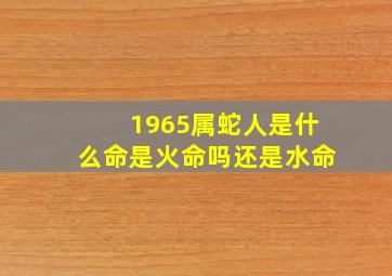 1965属蛇人是什么命是火命吗还是水命