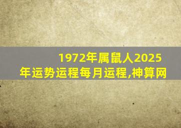 1972年属鼠人2025年运势运程每月运程,神算网