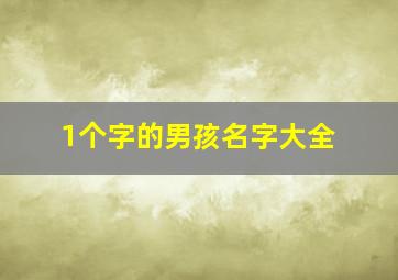 1个字的男孩名字大全