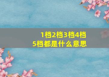 1档2档3档4档5档都是什么意思