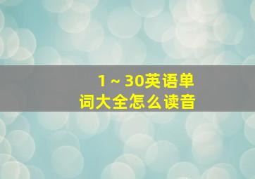 1～30英语单词大全怎么读音