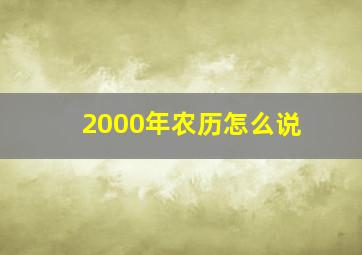 2000年农历怎么说