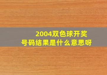 2004双色球开奖号码结果是什么意思呀