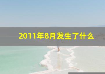 2011年8月发生了什么