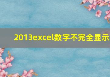 2013excel数字不完全显示