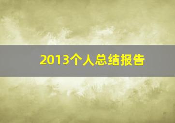 2013个人总结报告