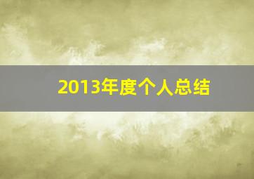 2013年度个人总结