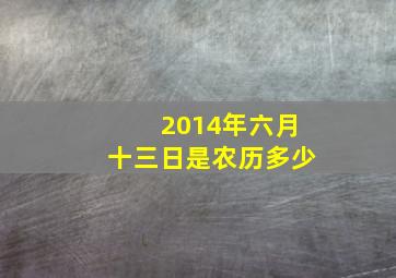 2014年六月十三日是农历多少