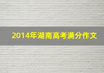 2014年湖南高考满分作文