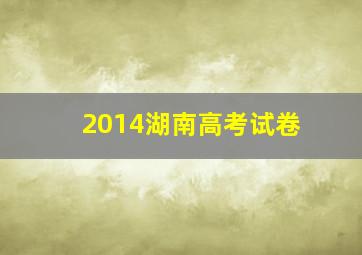 2014湖南高考试卷