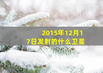 2015年12月17日发射的什么卫星